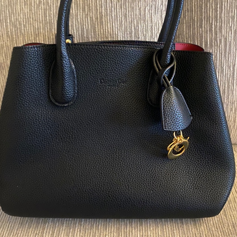 Christian Dior Black Leather Tote Bag